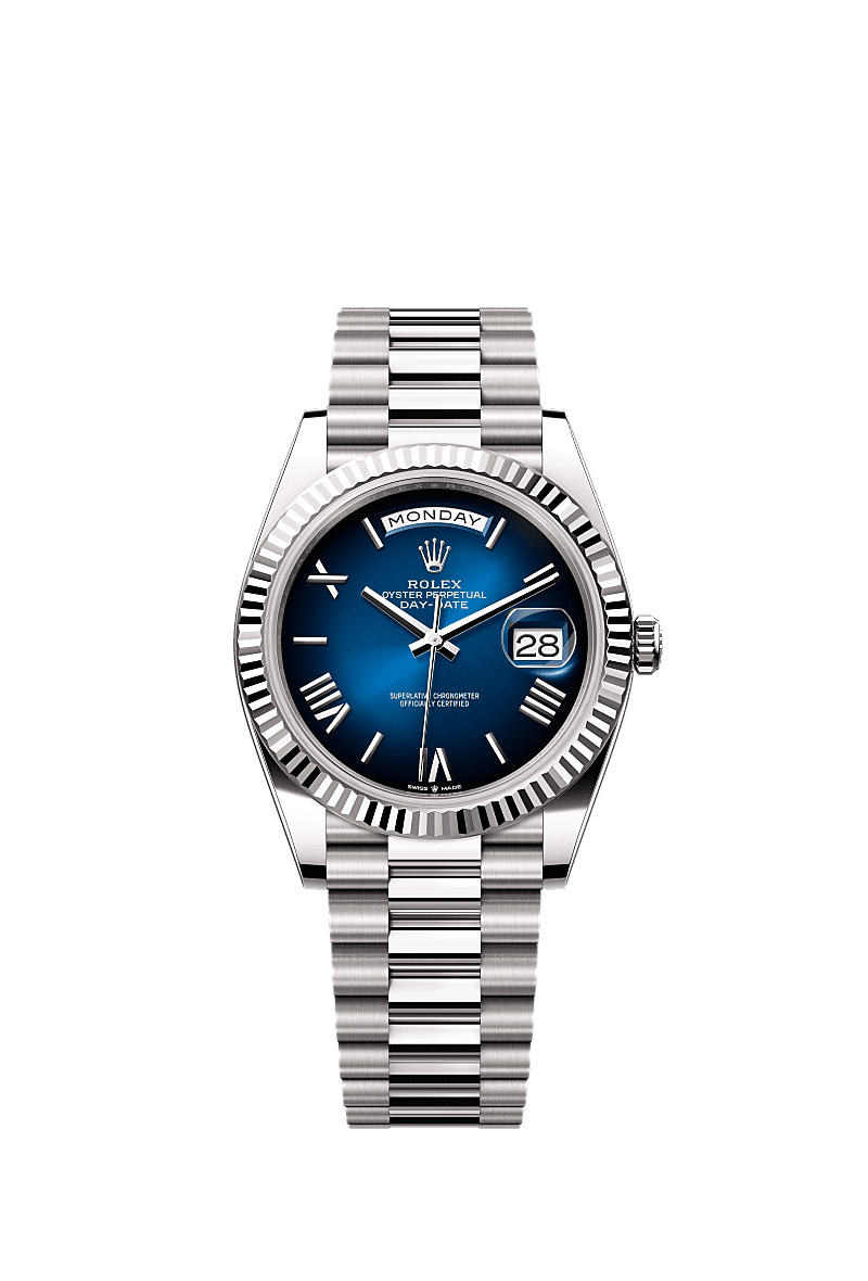 Rolex White Gold Day-Date - 40mm - Blue ombré - President