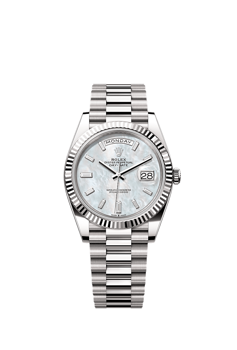 Rolex White Gold Day-Date - 40mm - White mother-of-pearl Diamond Dial - President
