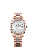 Rolex Rose Gold Day-Date - 40mm - White mother-of-pearl Diamond Dial - President