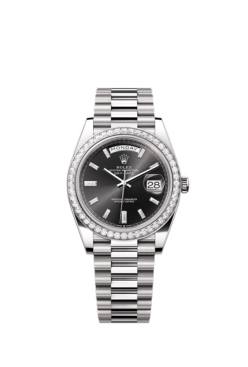 Rolex White Gold Day-Date - 40mm - Bright black Diamond Dial - President