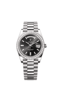 Rolex White Gold Day-Date - 40mm - Bright black Diamond Dial - President