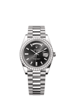 Rolex White Gold Day-Date - 40mm - Bright black Diamond Dial - President