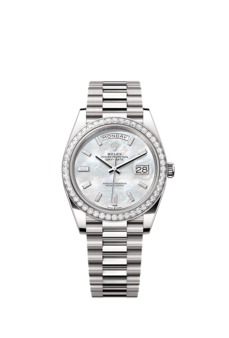 Rolex White Gold Day-Date - 40mm - White mother-of-pearl Diamond Dial - President