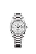 Rolex White Gold Day-Date - 40mm - White mother-of-pearl Diamond Dial - President