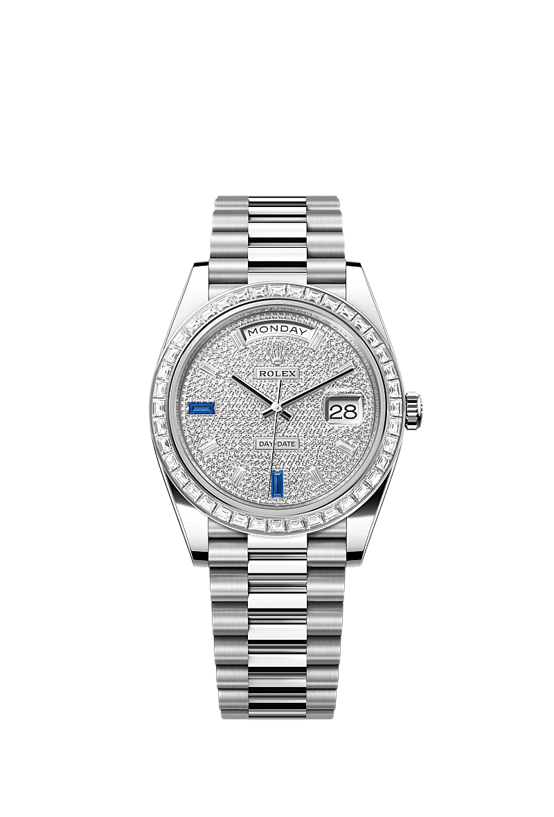 Rolex Platinum Day-Date - 40mm - Paved with diamonds and sapphires - President