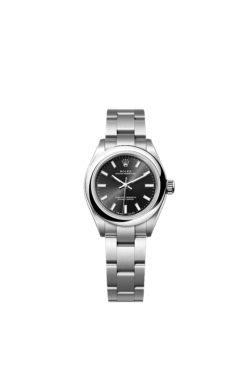Rolex Stainless Steel Oyster Perpetual - 28mm - Bright black