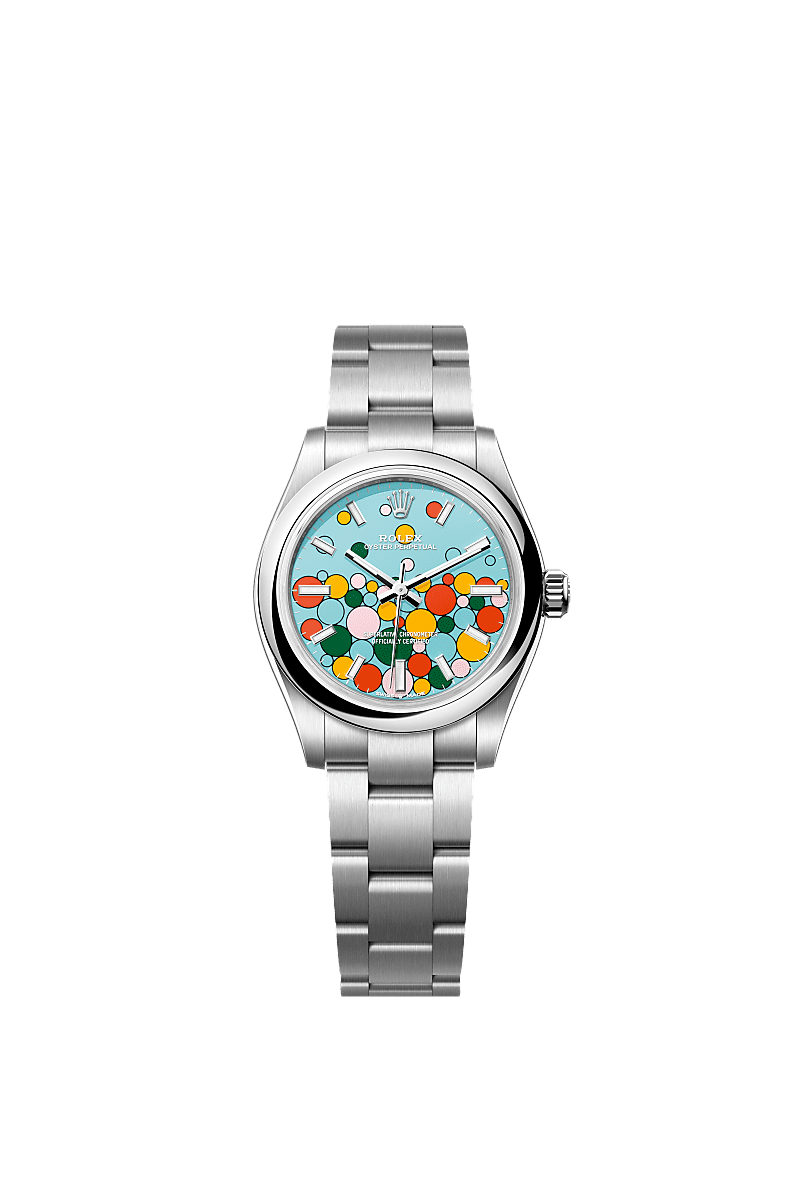 Rolex Stainless Steel Oyster Perpetual - 31mm - Turquoise blue, Celebration motif