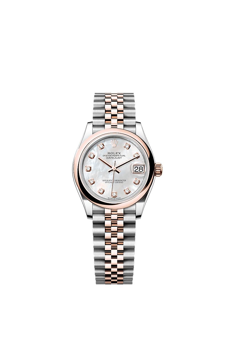 Rolex Two-Tone (RG/SS) Datejust - 31mm - White mother-of-pearl Diamond Dial - Jubilee