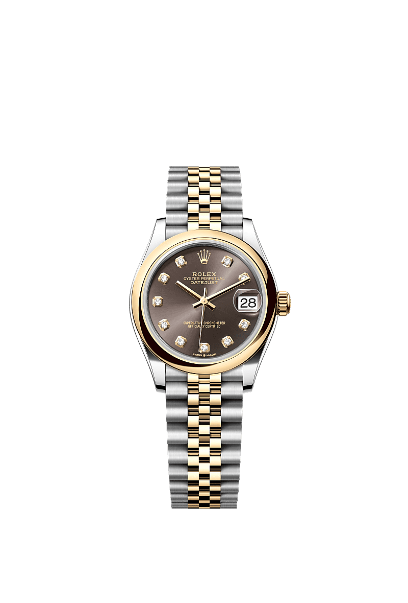 Rolex Two-Tone (YG/SS) Datejust - 31mm - Dark grey Diamond Dial - Jubilee