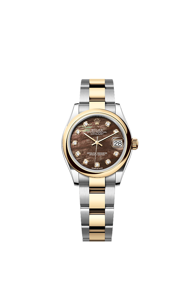 Rolex Two-Tone (YG/SS) Datejust - 31mm - Black mother-of-pearl Diamond Dial - Oyster