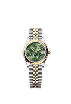 Rolex Two-Tone (YG/SS) Datejust - 31mm - Olive green, floral motif Diamond Dial - Jubilee