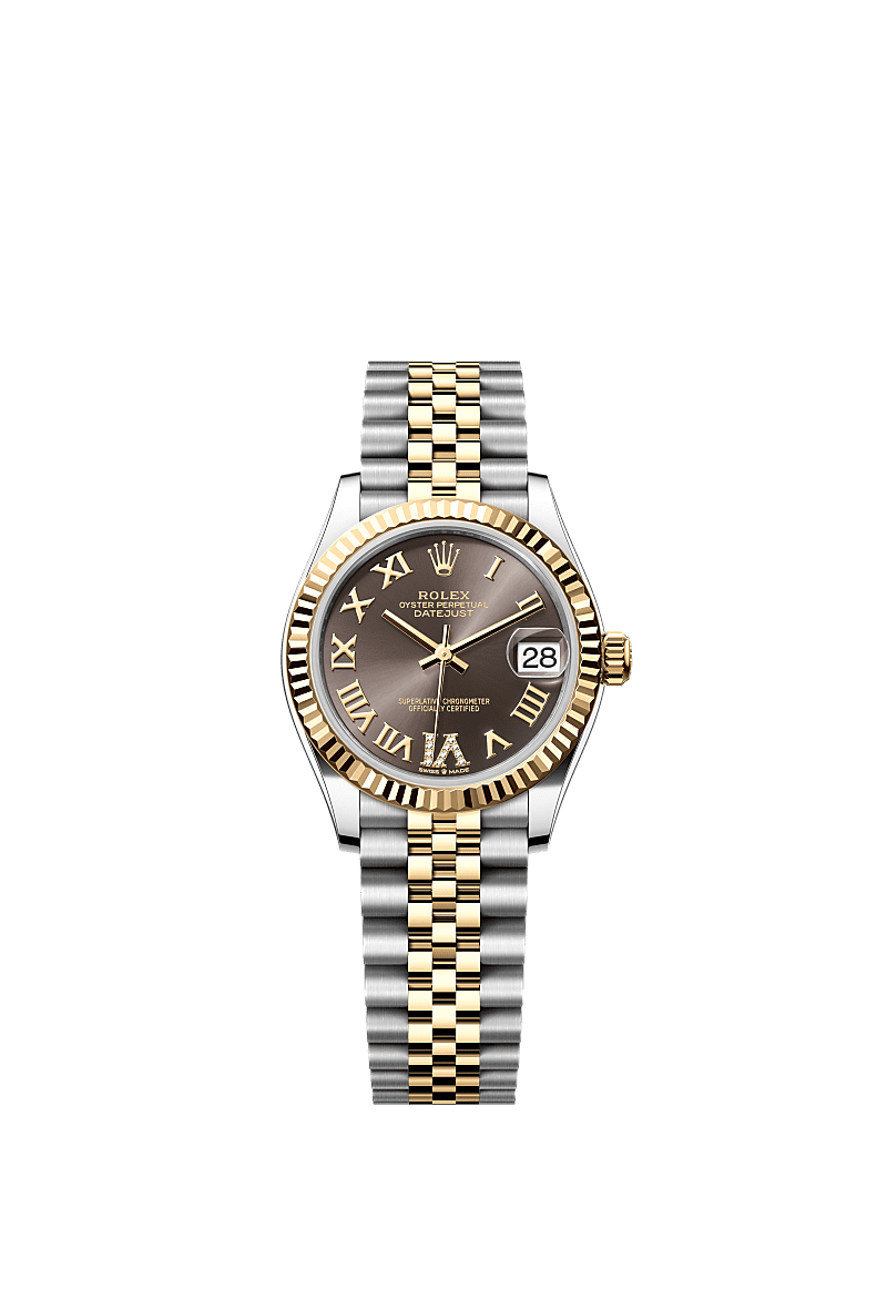 Rolex Two-Tone (YG/SS) Datejust - 31mm - Dark grey Diamond Dial - Jubilee