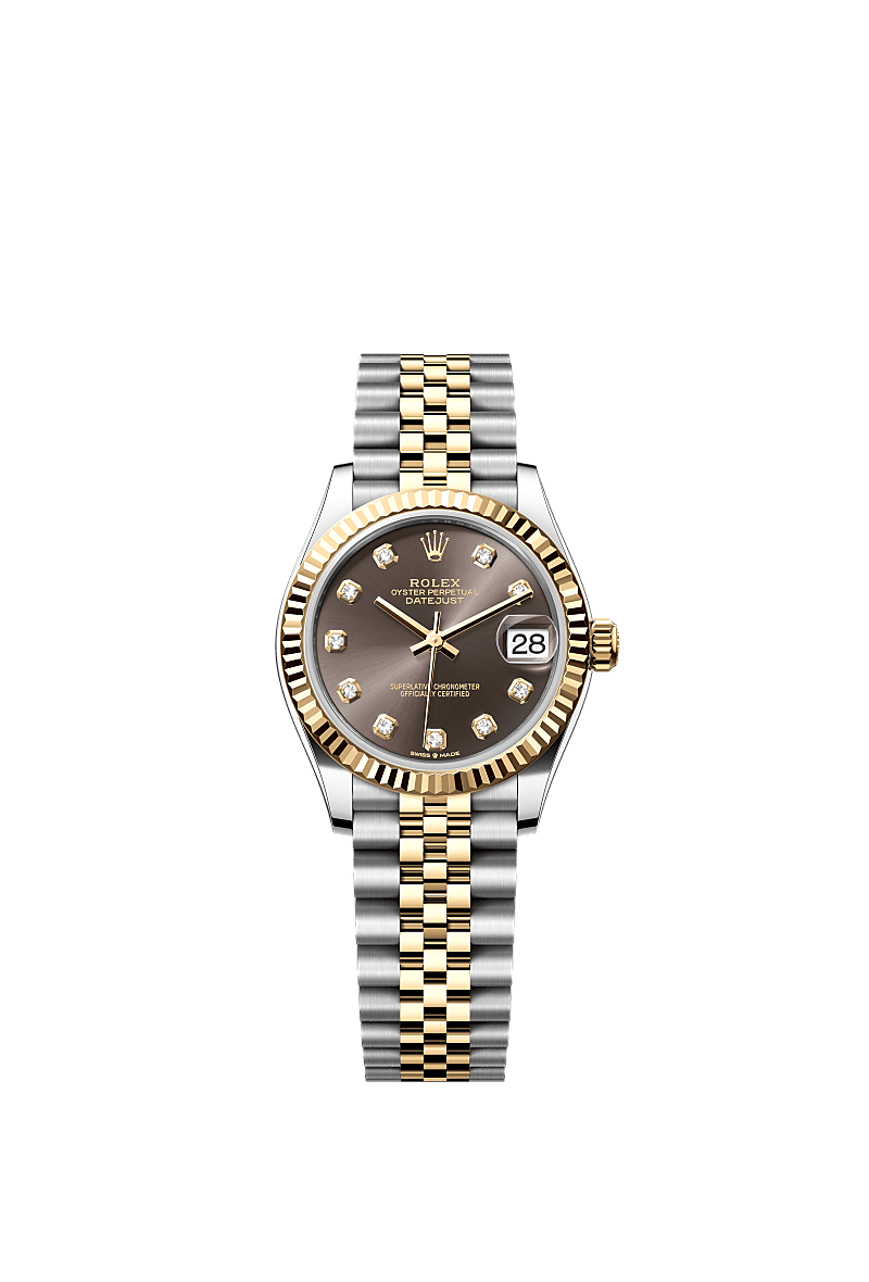 Rolex Two-Tone (YG/SS) Datejust - 31mm - Dark grey Diamond Dial - Jubilee