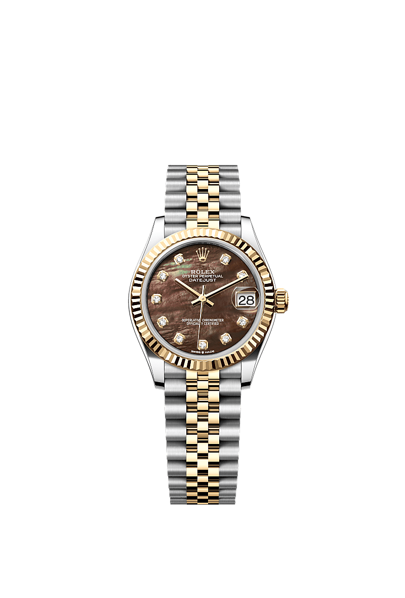 Rolex Two-Tone (YG/SS) Datejust - 31mm - Black mother-of-pearl Diamond Dial - Jubilee
