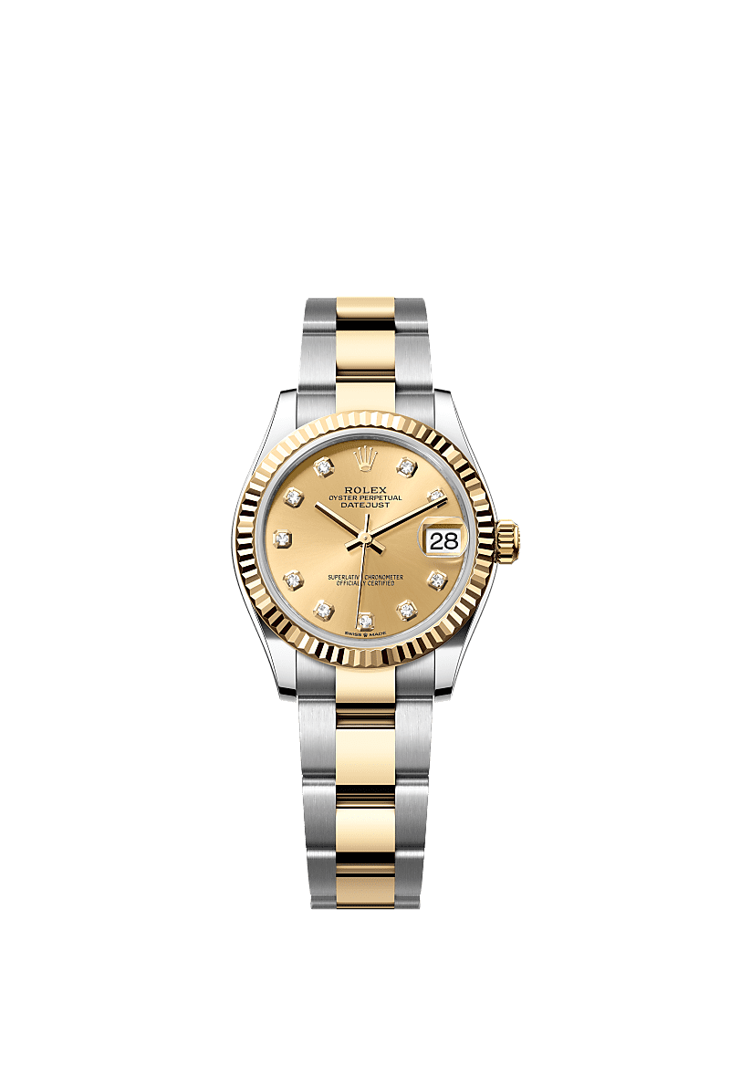 Rolex Two-Tone (YG/SS) Datejust - 31mm - Champagne-colour Diamond Dial - Oyster