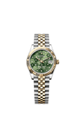 Rolex Two-Tone (YG/SS) Datejust - 31mm - Olive green, floral motif Diamond Dial - Jubilee