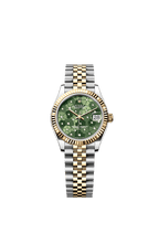 Rolex Two-Tone (YG/SS) Datejust - 31mm - Olive green, floral motif Diamond Dial - Jubilee
