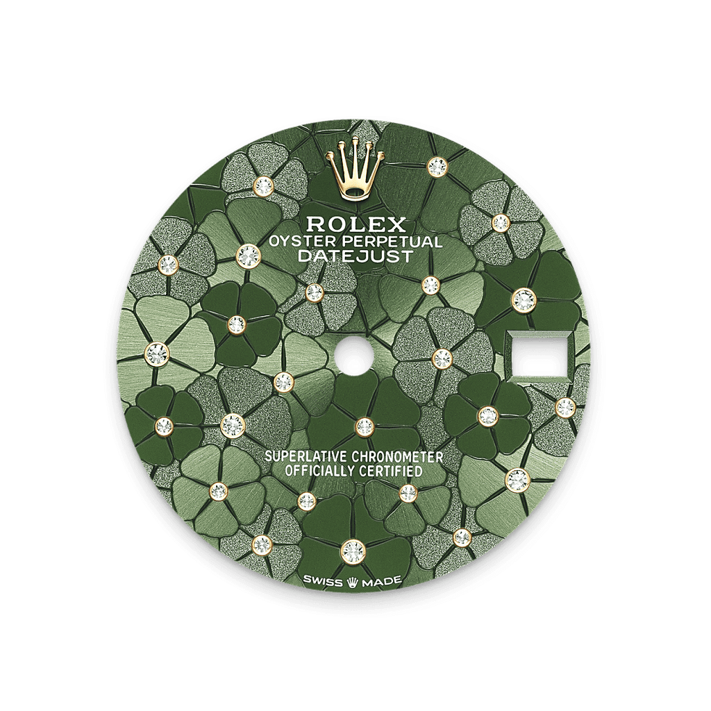 Rolex Two-Tone (YG/SS) Datejust - 31mm - Olive green, floral motif Diamond Dial - Jubilee