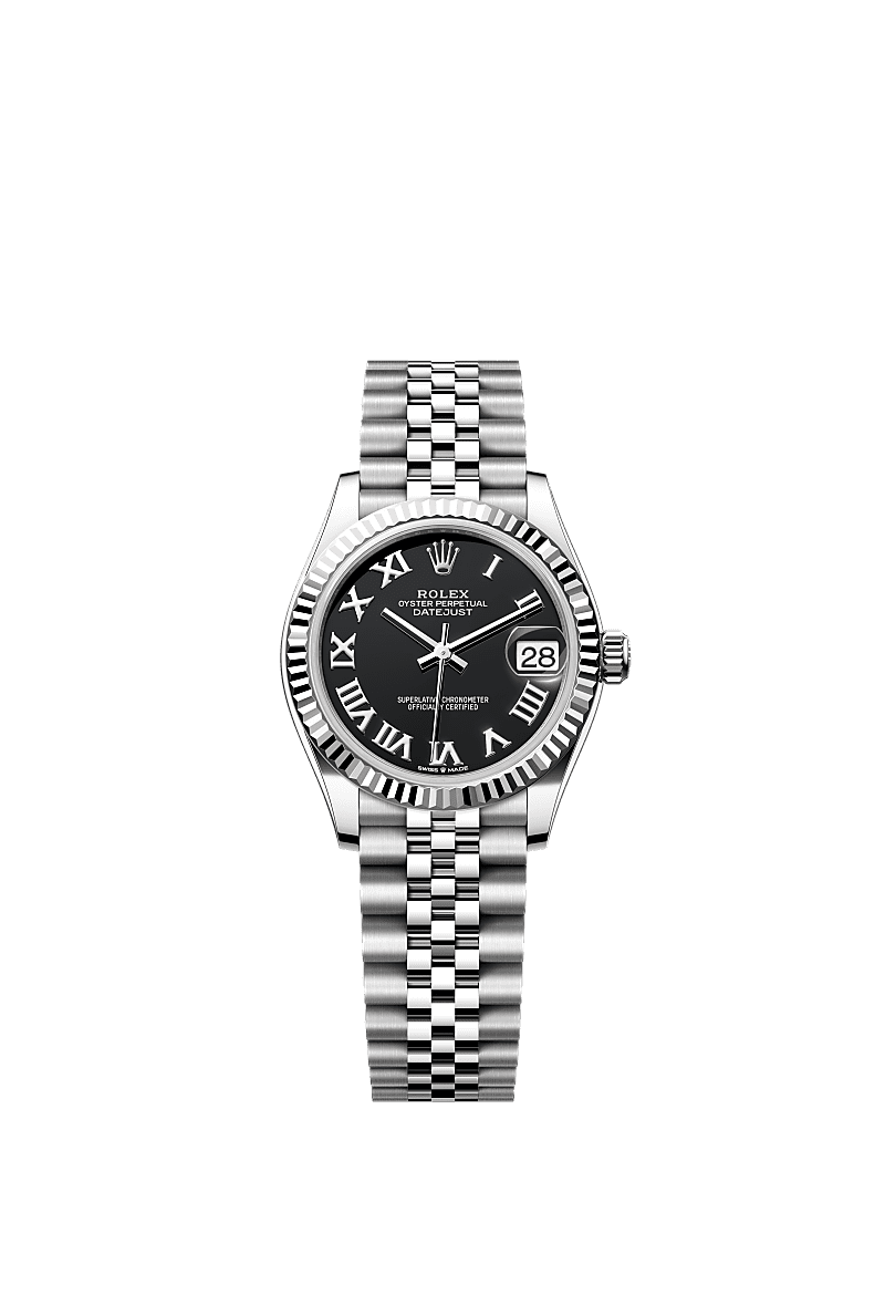 Rolex Stainless Steel Datejust - 31mm - Bright black - Jubilee