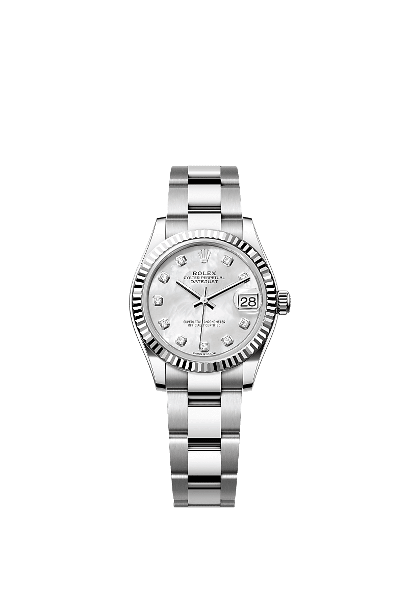 Rolex Stainless Steel Datejust - 31mm - White mother-of-pearl Diamond Dial - Oyster