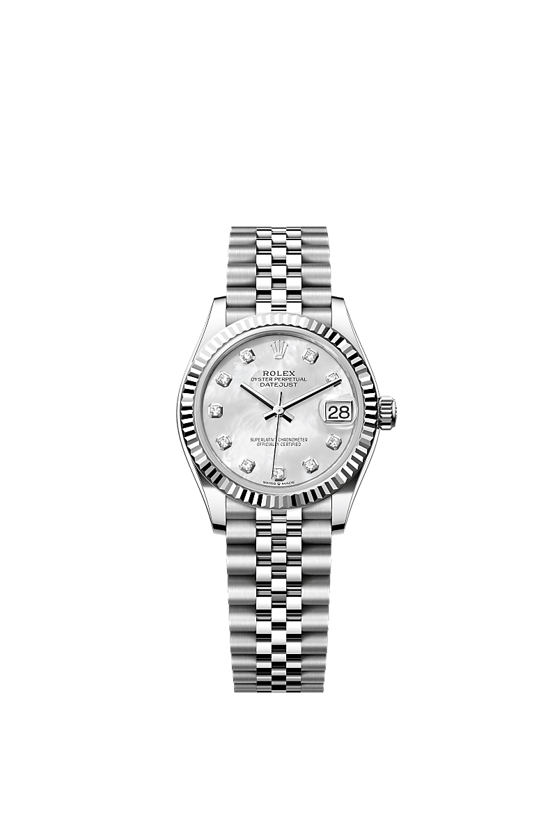 Rolex Stainless Steel Datejust - 31mm - White mother-of-pearl Diamond Dial - Jubilee
