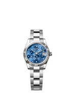 Rolex Stainless Steel Datejust - 31mm - Azzurro blue, floral motif Diamond Dial - Oyster