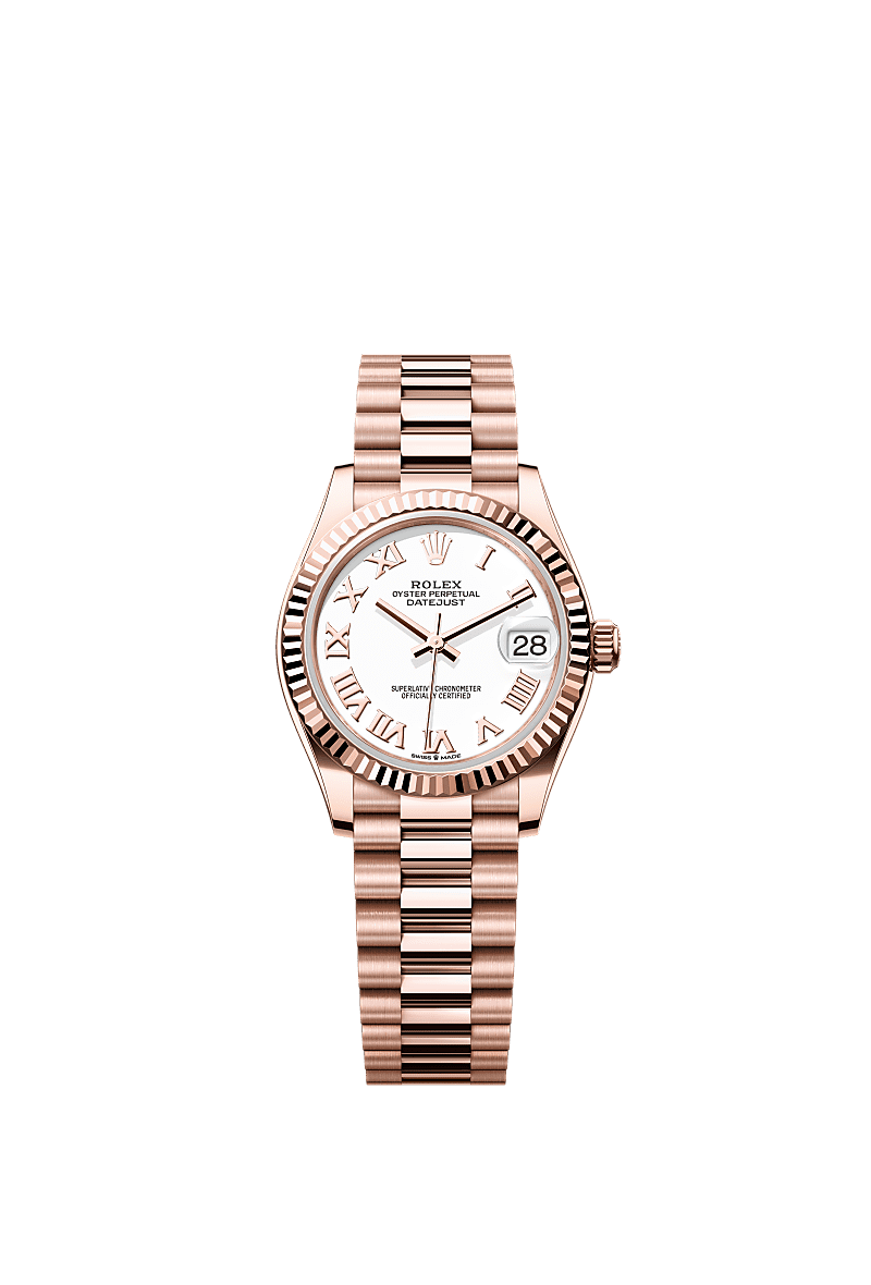 Rolex Rose Gold Datejust - 31mm - White - President