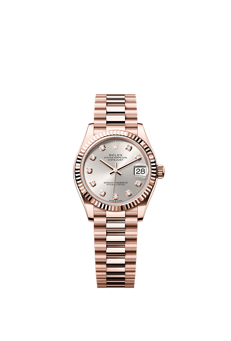 Rolex Rose Gold Datejust - 31mm - Silver Diamond Dial - President