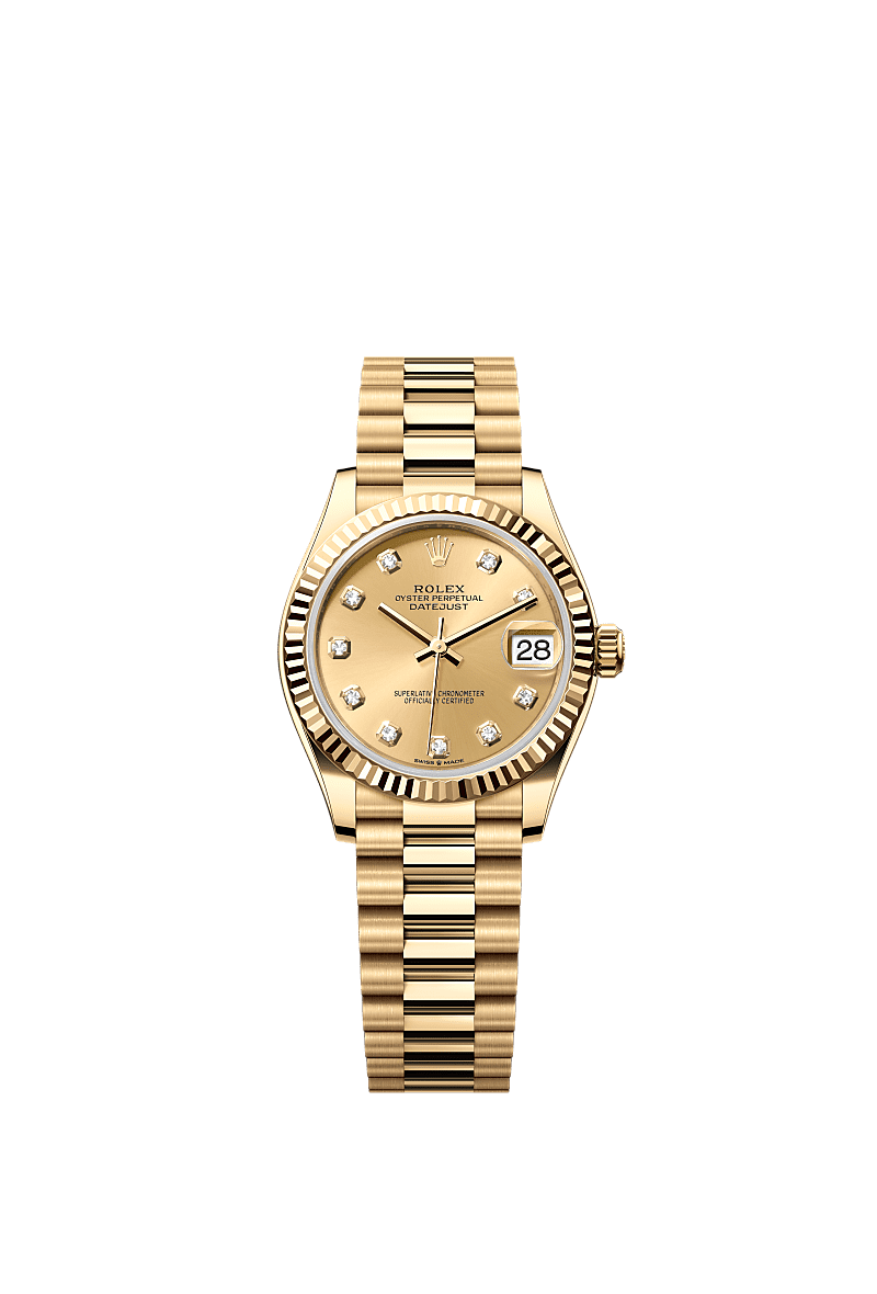 Rolex Yellow Gold Datejust - 31mm - Champagne-colour Diamond Dial - President