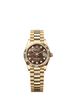 Rolex Yellow Gold Datejust - 31mm - Black mother-of-pearl Diamond Dial - President