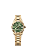 Rolex Yellow Gold Datejust - 31mm - Olive green, floral motif Diamond Dial - President