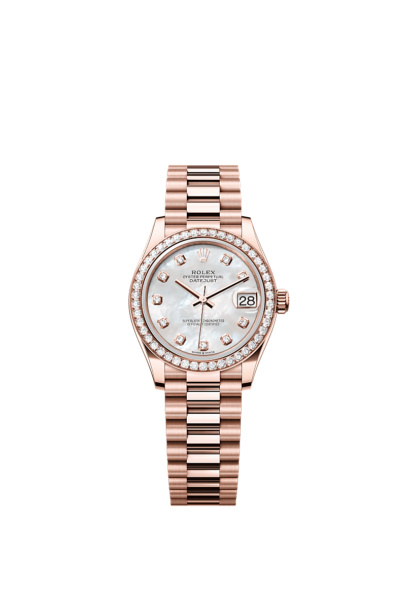 Rolex Rose Gold Datejust - 31mm - White mother-of-pearl Diamond Dial - President
