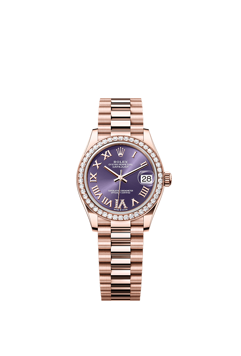 Rolex Rose Gold Datejust - 31mm - Aubergine Diamond Dial - President