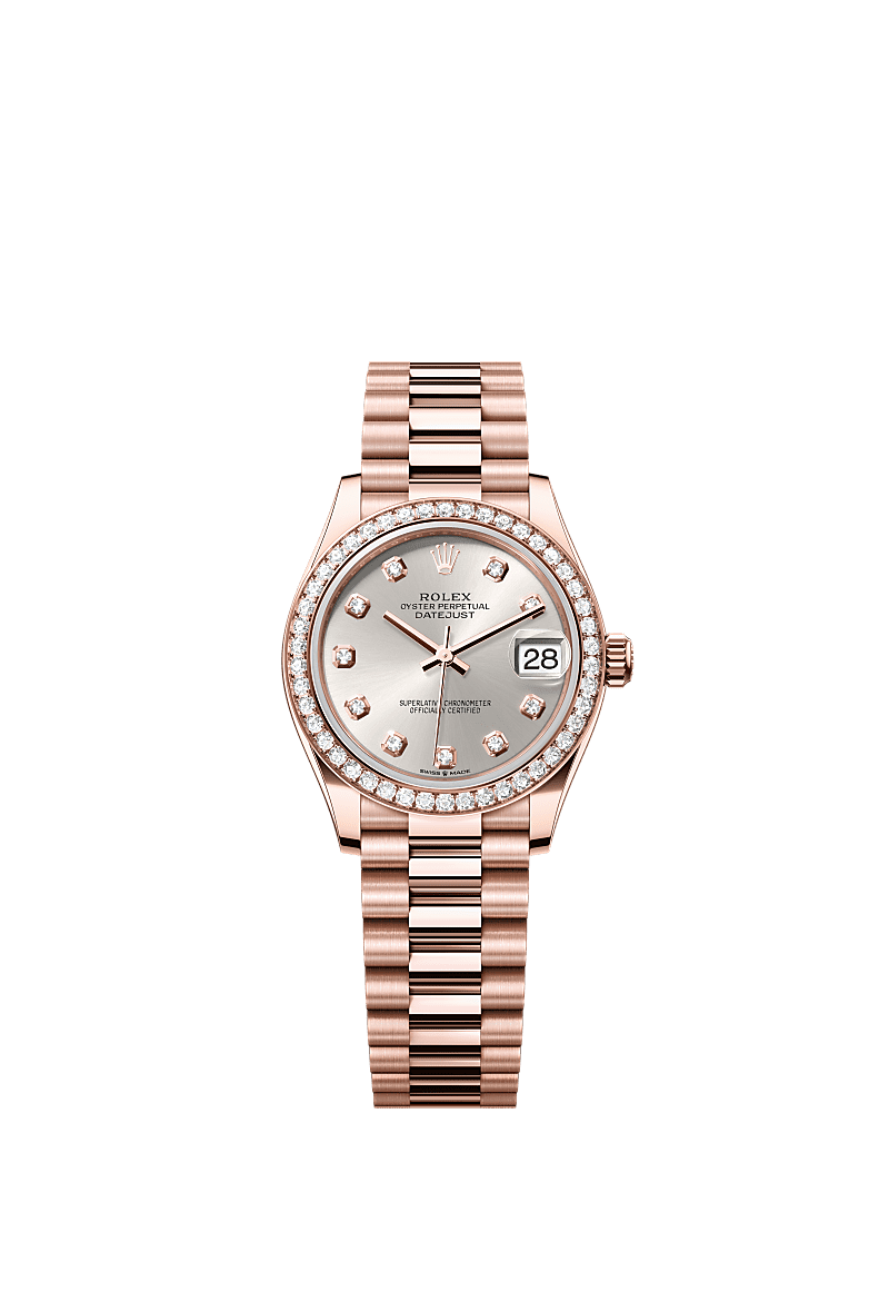 Rolex Rose Gold Datejust - 31mm - Silver Diamond Dial - President