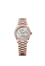 Rolex Rose Gold Datejust - 31mm - Silver, floral motif Diamond Dial - President