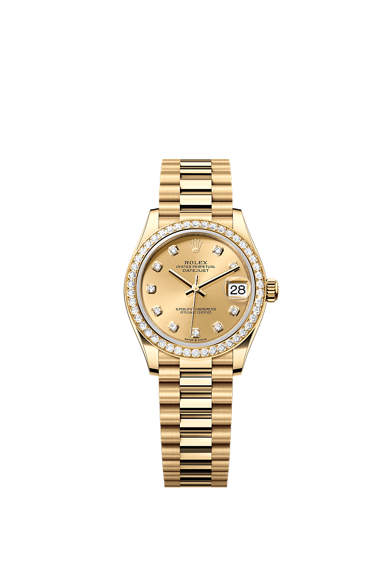 Rolex Yellow Gold Datejust - 31mm - Champagne-colour Diamond Dial - President