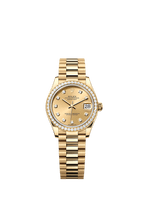 Rolex Yellow Gold Datejust - 31mm - Champagne-colour Diamond Dial - President