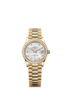 Rolex Yellow Gold Datejust - 31mm - White mother-of-pearl Diamond Dial - President