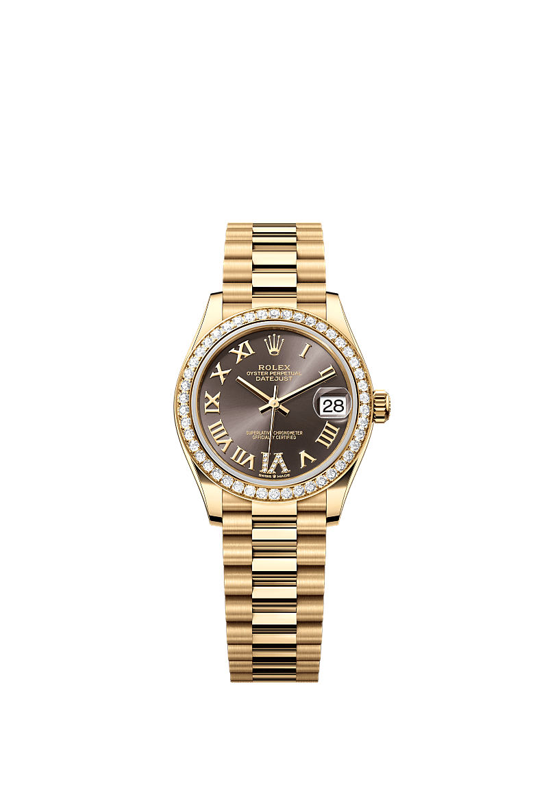 Rolex Yellow Gold Datejust - 31mm - Dark grey Diamond Dial - President