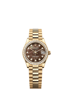 Rolex Yellow Gold Datejust - 31mm - Black mother-of-pearl Diamond Dial - President