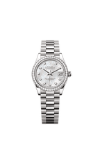 Rolex White Gold Datejust - 31mm - White mother-of-pearl Diamond Dial