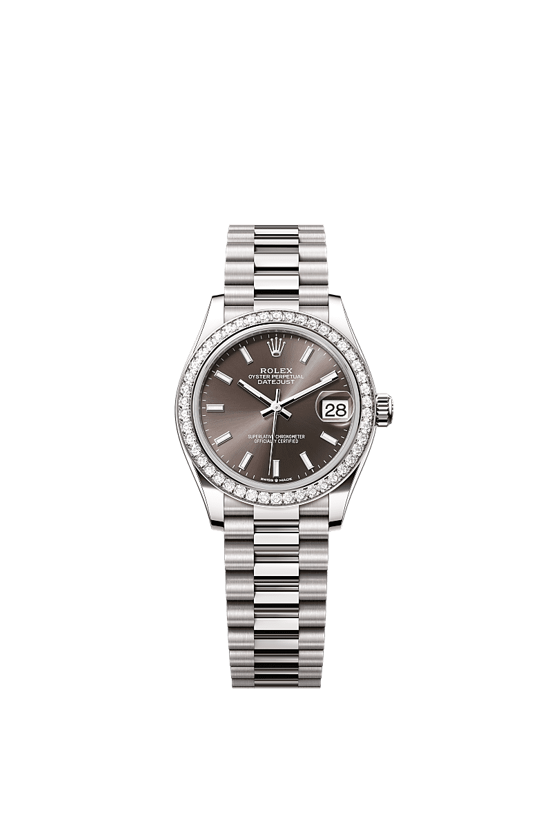Rolex White Gold Datejust - 31mm - Dark grey - President