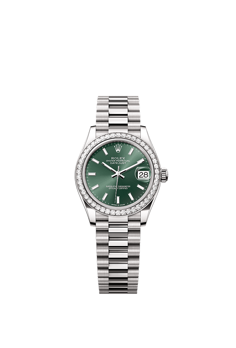 Rolex White Gold Datejust - 31mm - Mint green