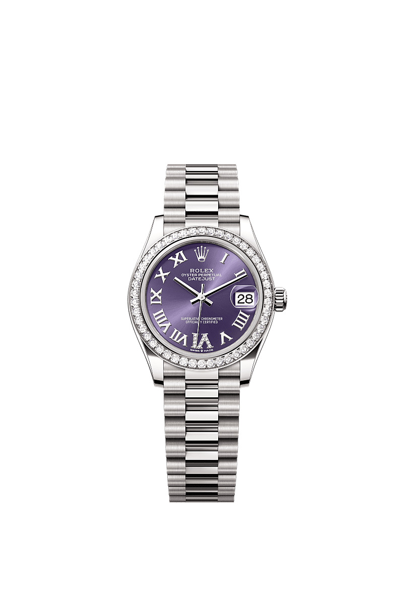 Rolex White Gold Datejust - 31mm - Aubergine Diamond Dial