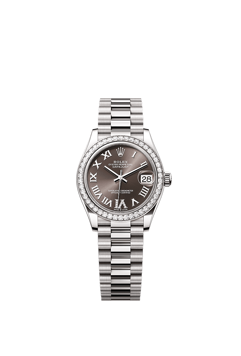 Rolex White Gold Datejust - 31mm - Dark grey Diamond Dial - President