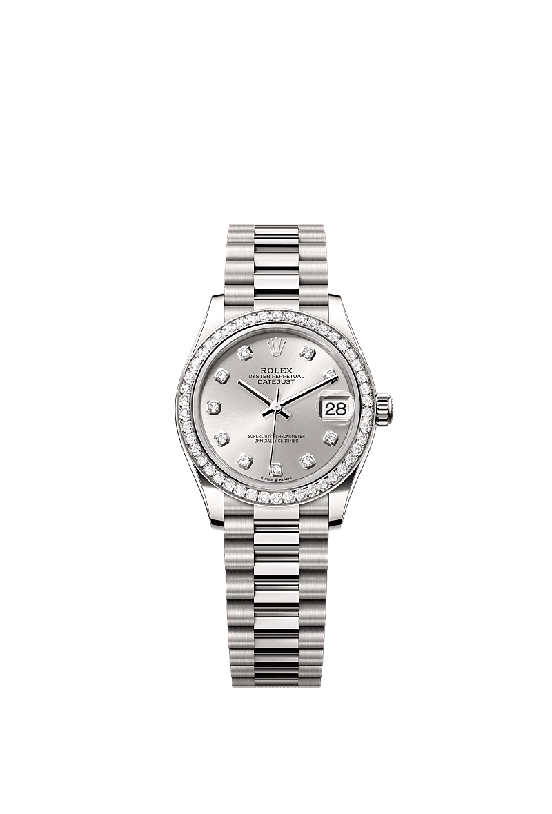 Rolex White Gold Datejust - 31mm - Silver Diamond Dial