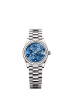 Rolex White Gold Datejust - 31mm - Azzurro blue, floral motif Diamond Dial
