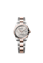 Rolex Two-Tone (RG/SS) Datejust - 31mm - Silver, floral motif Diamond Dial - Oyster