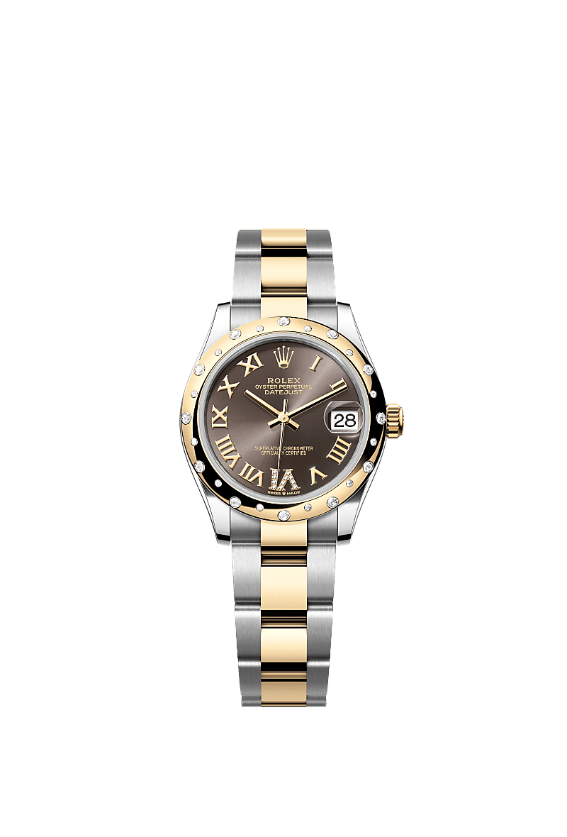 Rolex Two-Tone (YG/SS) Datejust - 31mm - Dark grey Diamond Dial - Oyster