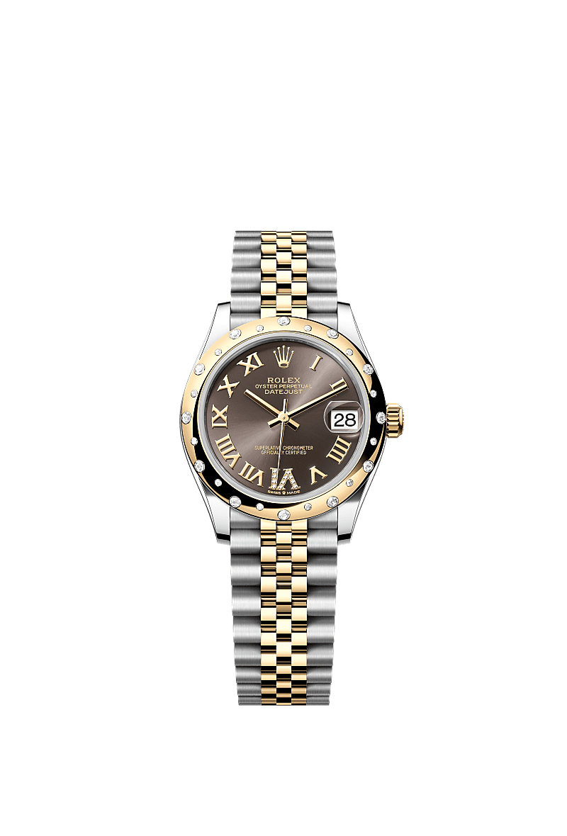Rolex Two-Tone (YG/SS) Datejust - 31mm - Dark grey Diamond Dial - Jubilee